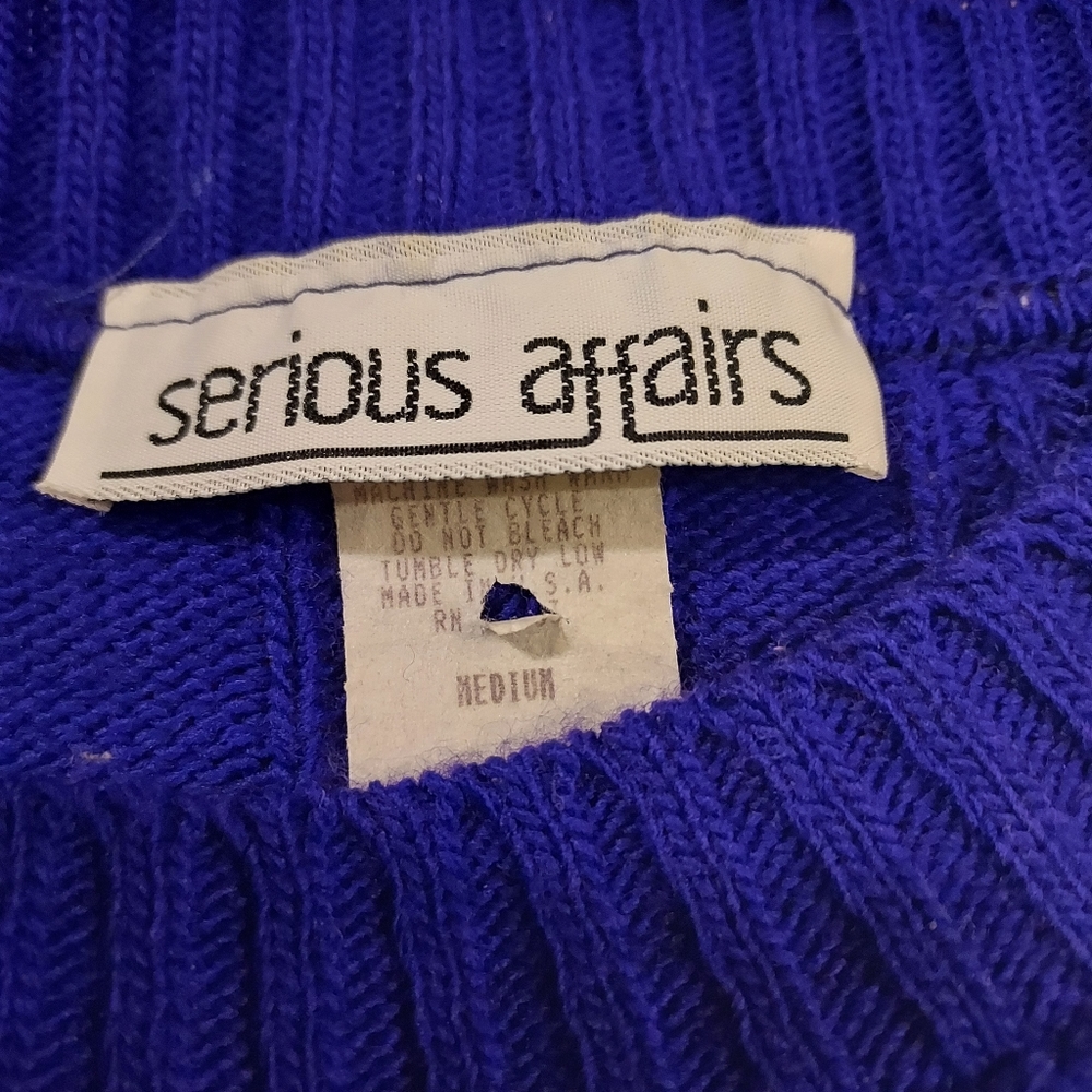 Vintage Serious Affairs Soft Purple Jewel tone knit sweater MED Luxury Royal Y2K - Picture 3 of 6